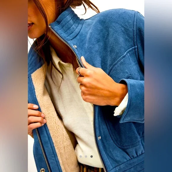 Free People We The Free Wes Suede Bomber Jacket NWT - Picture 3 of 15